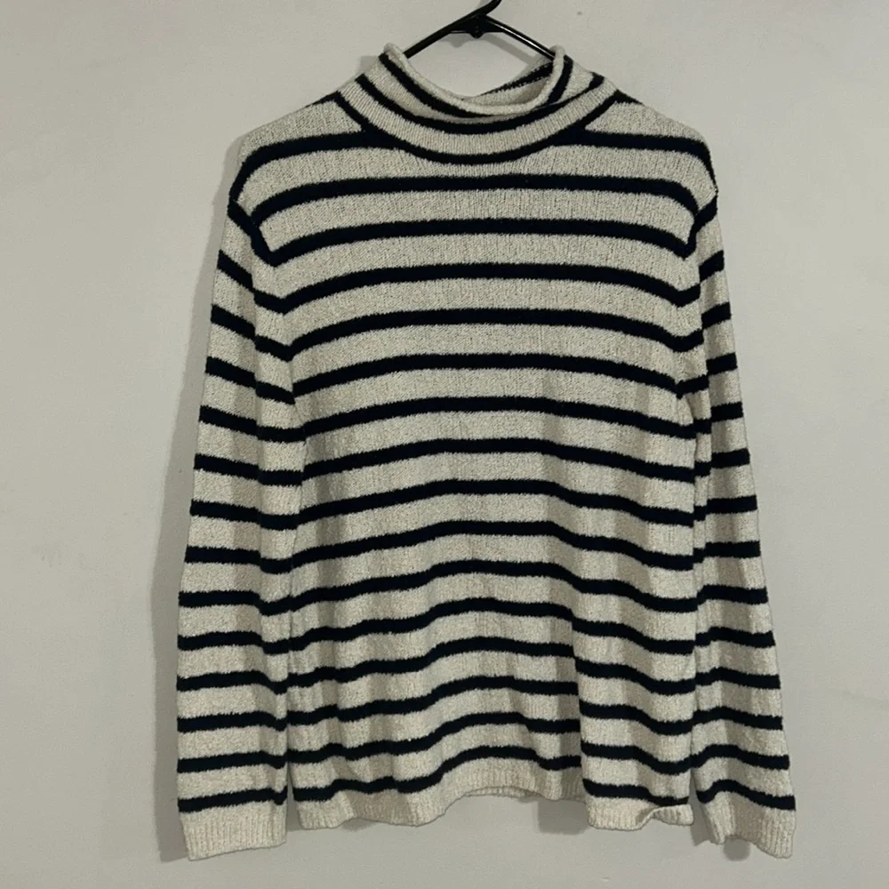 J.Crew striped nautical mock neck sweater medium